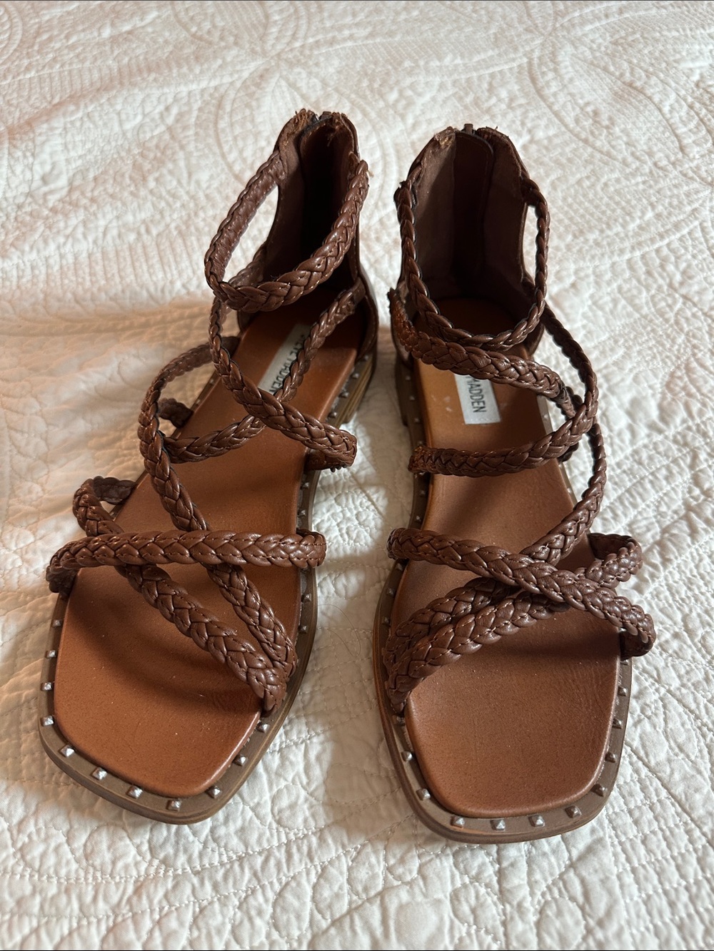 Steve Madden Braided Strappy Brown Gladiator Sandals 6.5